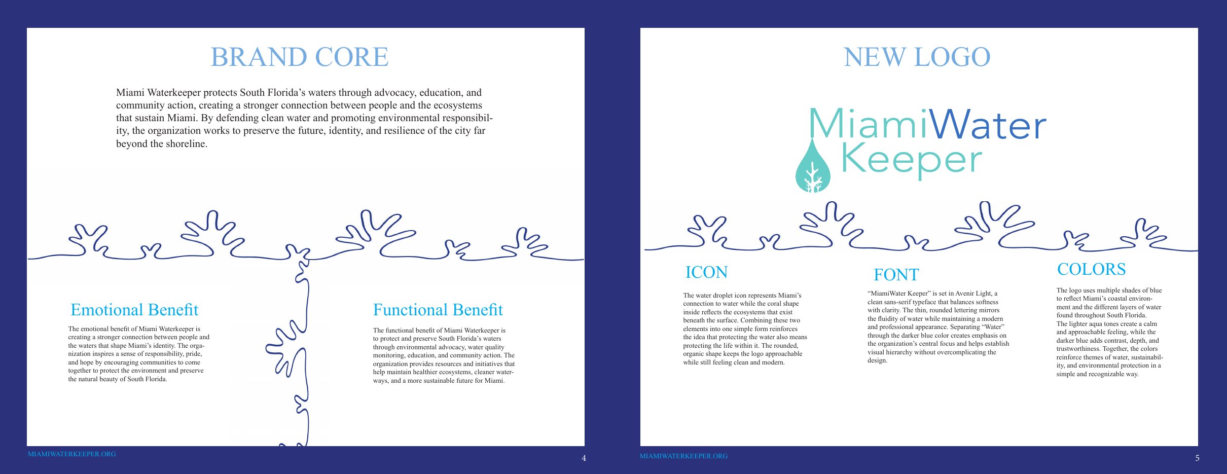 Miami Waterkeeper brand book — spread